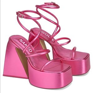 Naked wolfe Angel pink metallic heels new